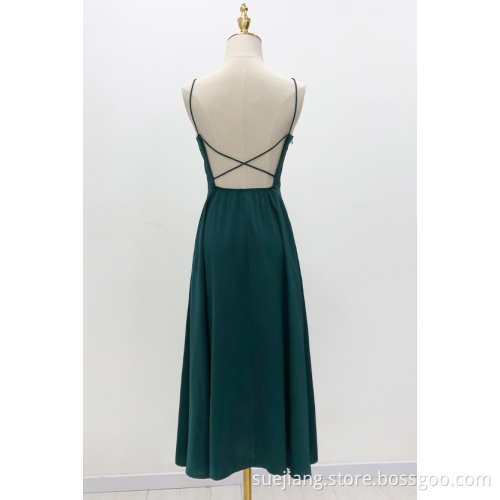 Elegant Sexy Backless Slip Long Evening Silk Dresses
